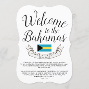 Convites Bem-vindo às Bahamas   Casamento Personalizado no 