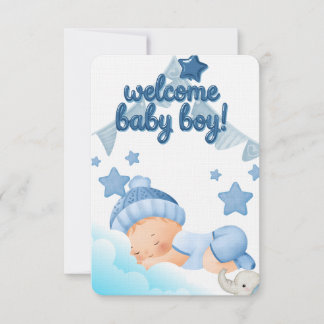 Convites Bem-vindo Bebê Menino Urso de Pelúcia Azul Present