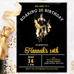 Convites Bem-vindos a uma Festa de aniversário 20 18th<br><div class="desc">O Convite de aniversário Chic Roaring 20 apresenta uma garota flapper dançando no centro. O esquema arrojado,  arrojado,  negro,  dourado e branco é seguro para gerar entusiasmo quando seus convidados receberem seu convite.</div>
