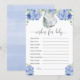 Convites Bem-vindos ao bebê elefante floral azul