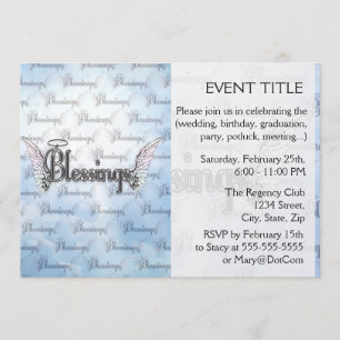 Convites Bênçãos com nuvens, asas de anjo e halo