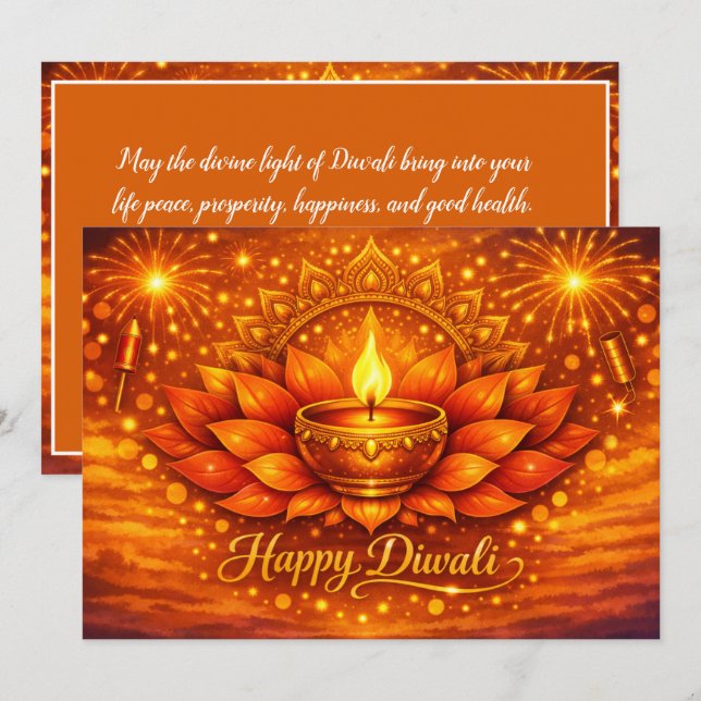 Convites Bênçãos Radiantes de Diwali (Frente/Verso)