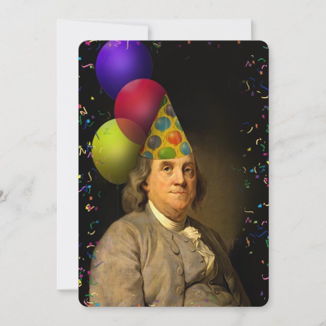 Convites Benjamin Franklin Happy Birthday (Frente)