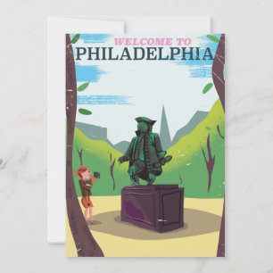 Convites Benjamin Franklin Philadelphia cartoon Wood Poster
