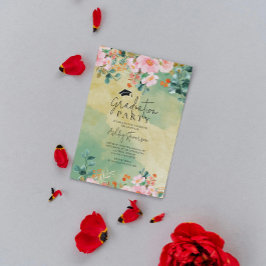 Convites Beown pink watercolor botânico floral