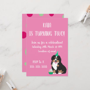 Convites Bernese Mountain Dog Puppy Aniversário