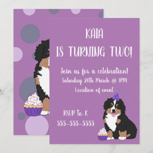Convites Bernese Mountain Dog Puppy Aniversário