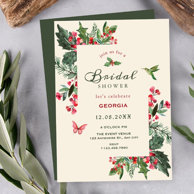 Convites Berries branch floral bridal shower (Criador carregado)