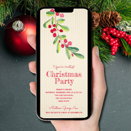 Convites Berries de Aquarelas e Folhas de Natal