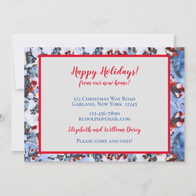 Convites Berries de maçã vermelha em neve - Nova placa domé (Frente)