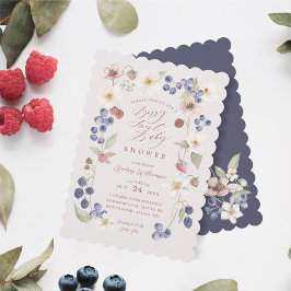 Convites Berries e Flores Selvagens Chás de fraldas Berry S