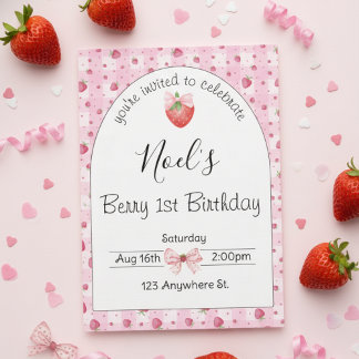 Convites "berry 1st birthday" first birthday invitation