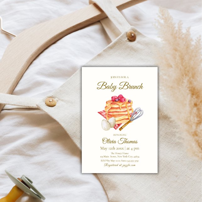 Convites Berry Baby Brunch Pancake Ovo Chá de fraldas (Berry Baby Brunch Pancake Egg Whisk Baby Shower Invitation)
