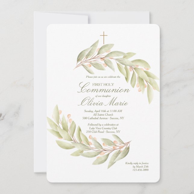 Convites Berry Branch First Holly Communion (Frente)