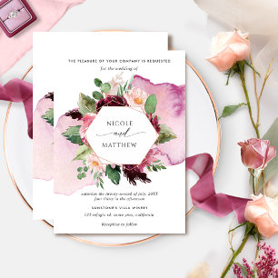 Convites Berry Burgundy e Blush Floral Casamento
