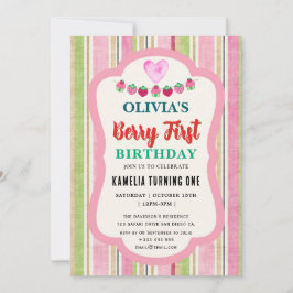 Convites Berry de Festa de aniversário de Morango Primeiro