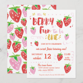 Convites Berry Divertido para ser UMA primeira festa de ani