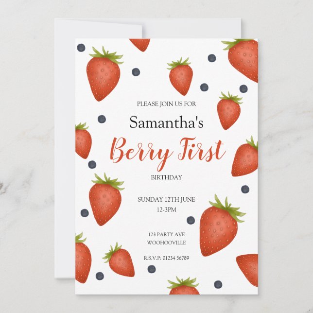 Convites Berry First Birthday (Frente)
