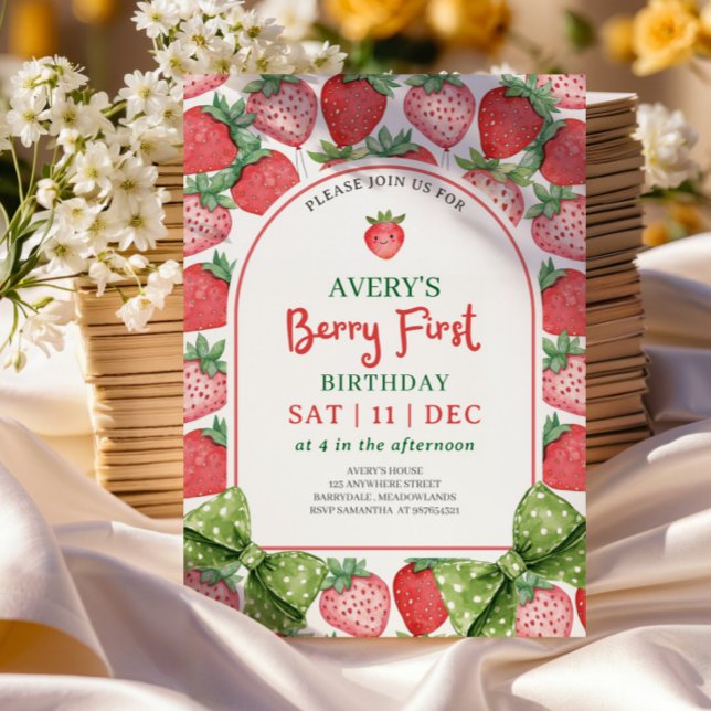 Convites Berry First Birthday 1st Berry Birthday Invitation (Criador carregado)