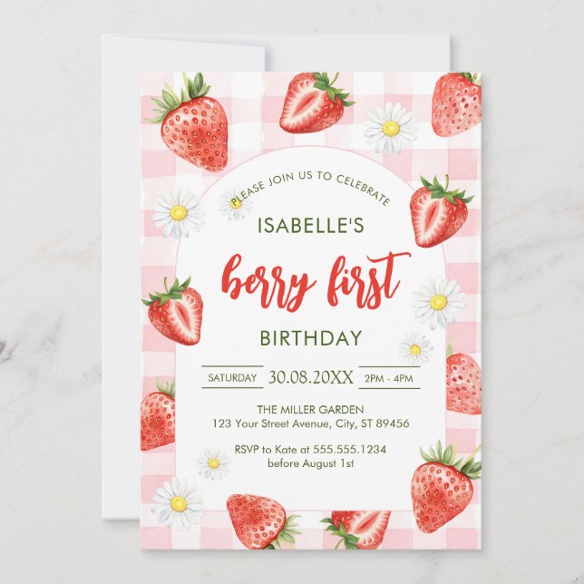 Convites Berry First Birthday 1st Birthday Invitation (Frente)