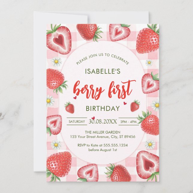Convites Berry First Birthday 1st Birthday Invitation (Frente)