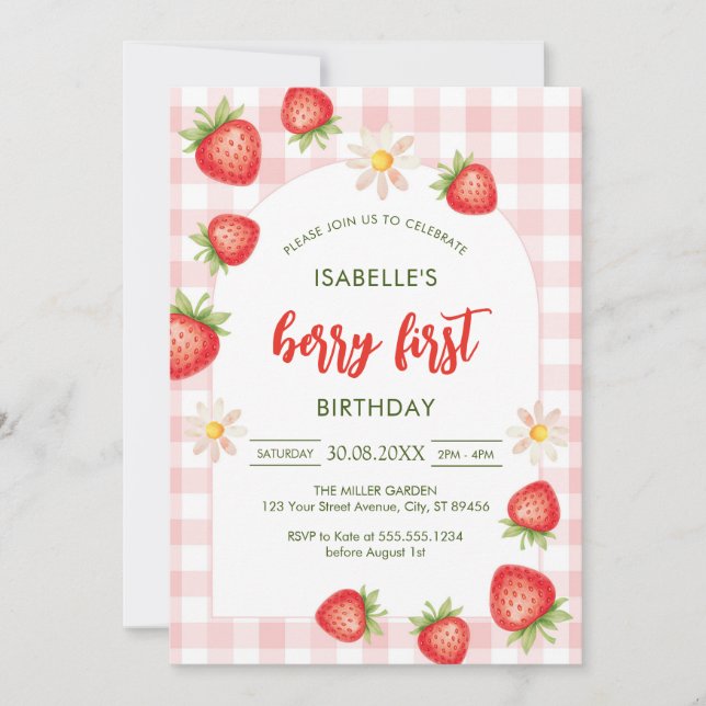 Convites Berry First Birthday 1st Birthday Invitation (Frente)