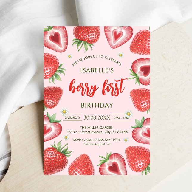 Convites Berry First Birthday 1st Birthday Invitation (Criador carregado)