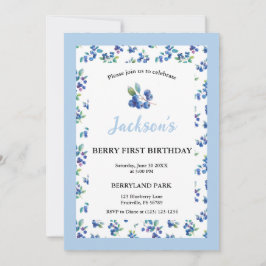 Convites Berry First Birthday Blueberry Gingham Invite