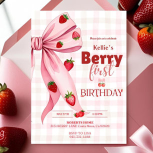 Convites Berry First Birthday Convidam Strawberry Aniversár