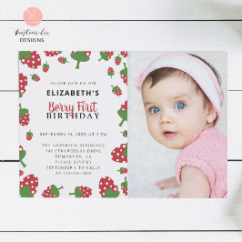Convites Berry First Birthday Cute Strawberry Foto