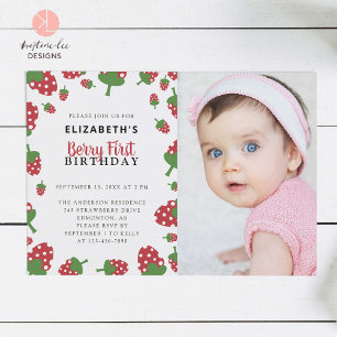 Convites Berry First Birthday Cute Strawberry Foto