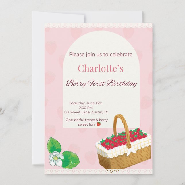 Convites Berry First Birthday Invitation  (Frente)