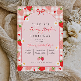 Convites Berry First Birthday Invitation, Editable 1st Birt