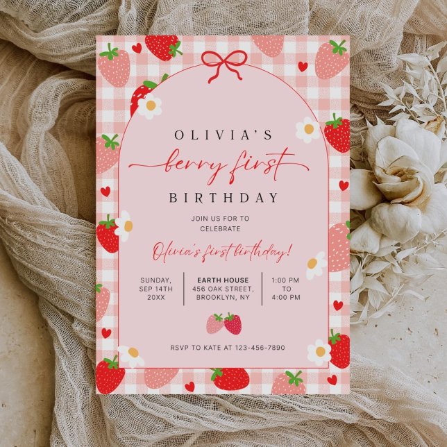 Convites Berry First Birthday Invitation, Editable 1st Birt (Criador carregado)