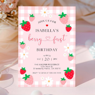 Convites Berry First Birthday Invitation, Editável 1rua Bir