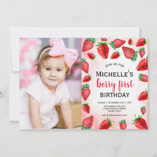 Convites Berry First Birthday Invite, Strawberry Birthday