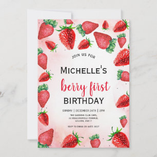 Convites Berry First Birthday Invite, Strawberry Birthday