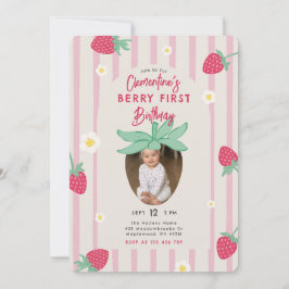 Convites Berry First Birthday Party Invitation with Photo
