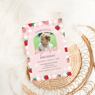 Convites Berry First Birthday Photo Invitation
