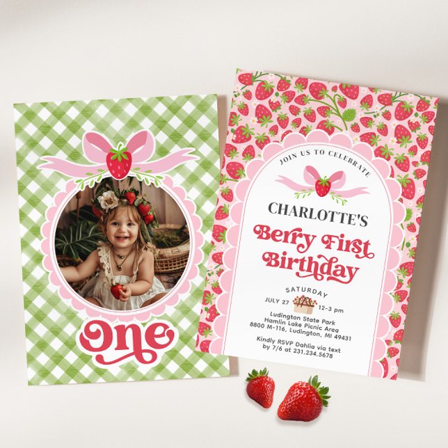 Convites Berry First Birthday primeiro aniversario (Berry First Birthday 1st Birthday Invitation)