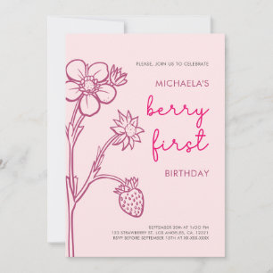 Convites Berry First Birthday primeiro aniversario Strawber
