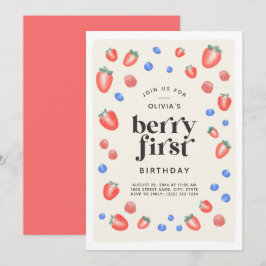 Convites Berry First Birthday Strawberry Birthday