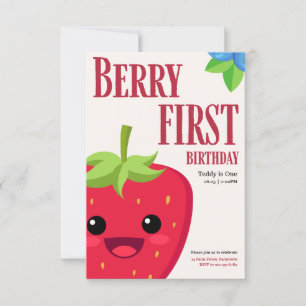 Convites Berry First Birthday Strawberry Party