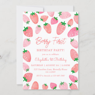 Convites Berry First Birthday Strawberry primeiro aniversar