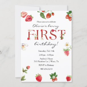 Convites Berry First Birthday Strawberry primeiro aniversar