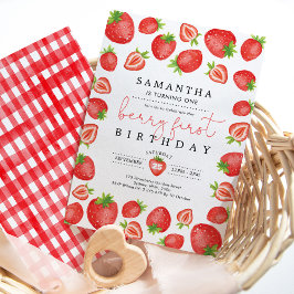 Convites Berry First Birthday Strawberry primeiro aniversar