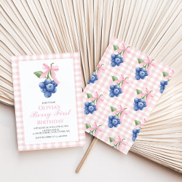 Convites Berry First Blueberry Pink Arco Coquette aniversár