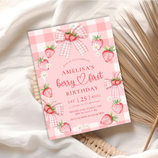 Convites Berry First Cute 1st Birthday Strawberry