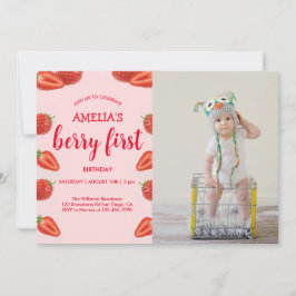 Convites Berry First | Foto rosa primeiro aniversario de mo