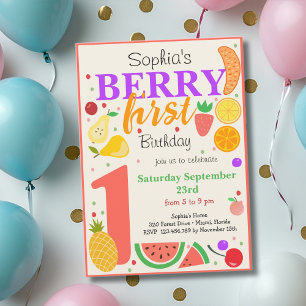 Convites Berry First fruta aniversário de criança